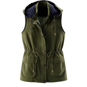 Skies Are Blue Khaki cargo  Hooded Vest